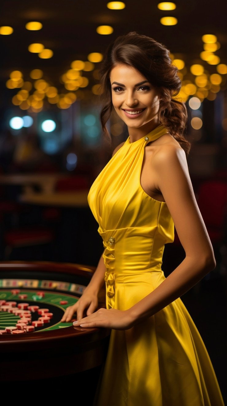 Studio kasino langsung golbos dengan meja baccarat dan dealer profesional
